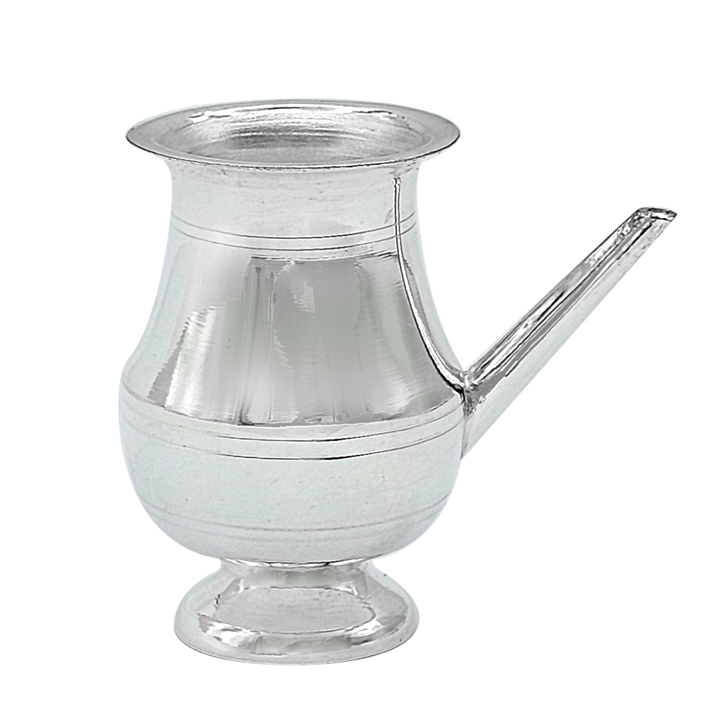 MAA SILVER Pure Silver Loti Seva Zari Jhariji with Plain Mirror